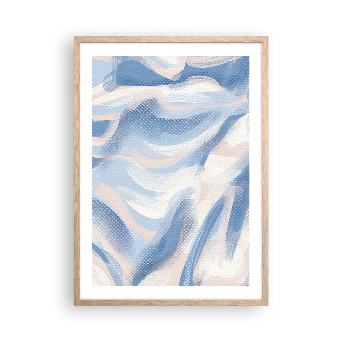 Affiche dans un chêne clair - Poster - Vagues bleues - 50x70 cm