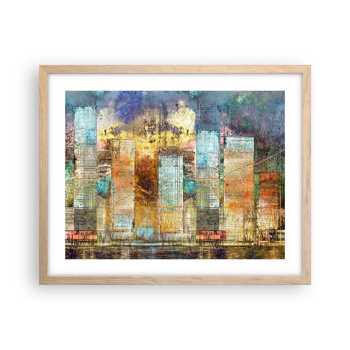 Affiche dans un chêne clair - Poster - Une métropole ensoleillée - 50x40 cm