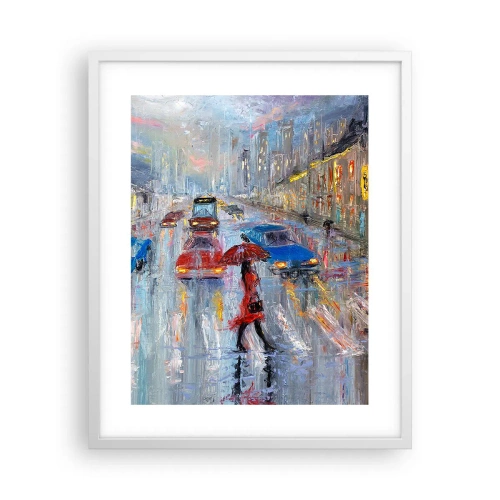 Affiche dans un cadre blanc - Poster - Après-midi pluvieux en ville - 40x50 cm