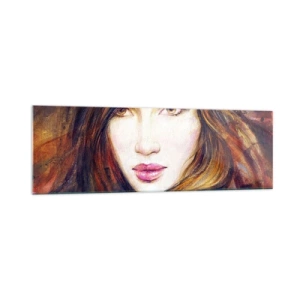 Impression sur verre - Image sur verre - Portrait d'une femme dans un style pictural - 160x50cm - Un sou pour vos pensées - Décoration murale moderne pour le salon et la chambre ARTTOR