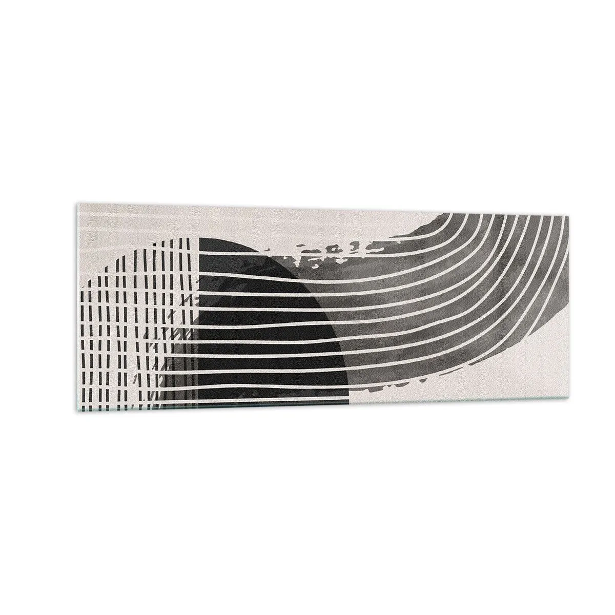 Impression sur verre - Image sur verre - Motif abstrait avec des lignes et des formes géométriques - 140x50cm - Aller et retour - Décoration murale moderne pour le salon et la chambre ARTTOR