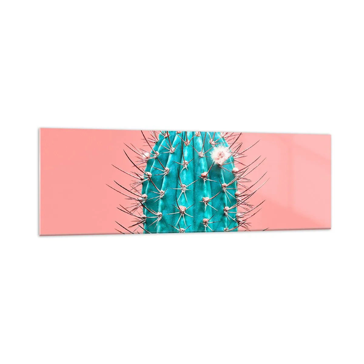 Impression sur verre - Image sur verre - Une interprétation artistique d'un cactus sur fond rose - 160x50cm - Juste regarde - Décoration murale moderne pour le salon et la chambre ARTTOR