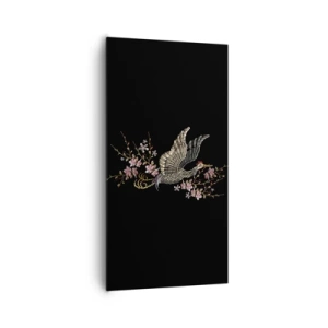 Impression sur toile - Image sur toile - Oiseau brodé exotique - 65x120 cm