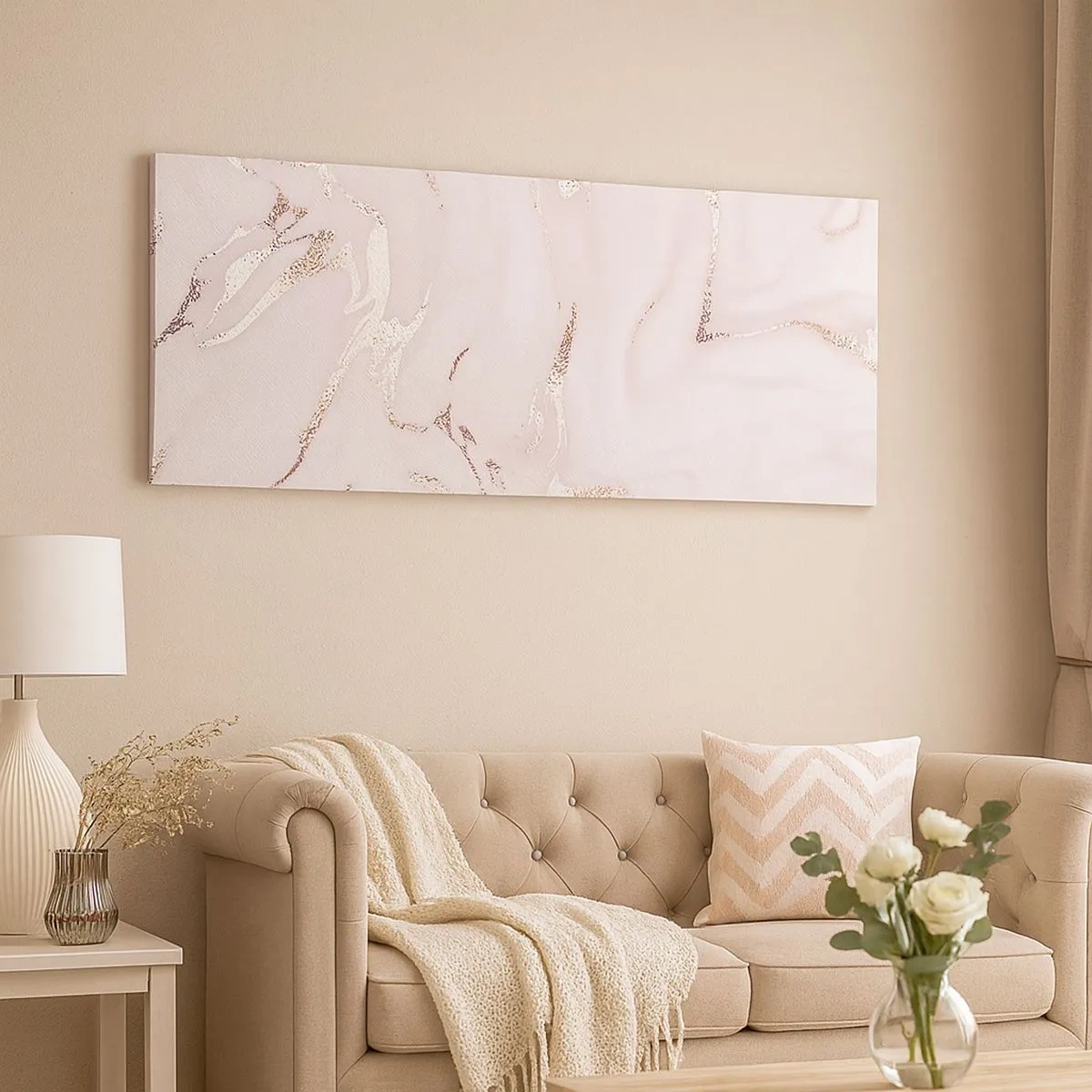 Impression sur toile - Image sur toile - Dans un châle rose - 100x40 cm