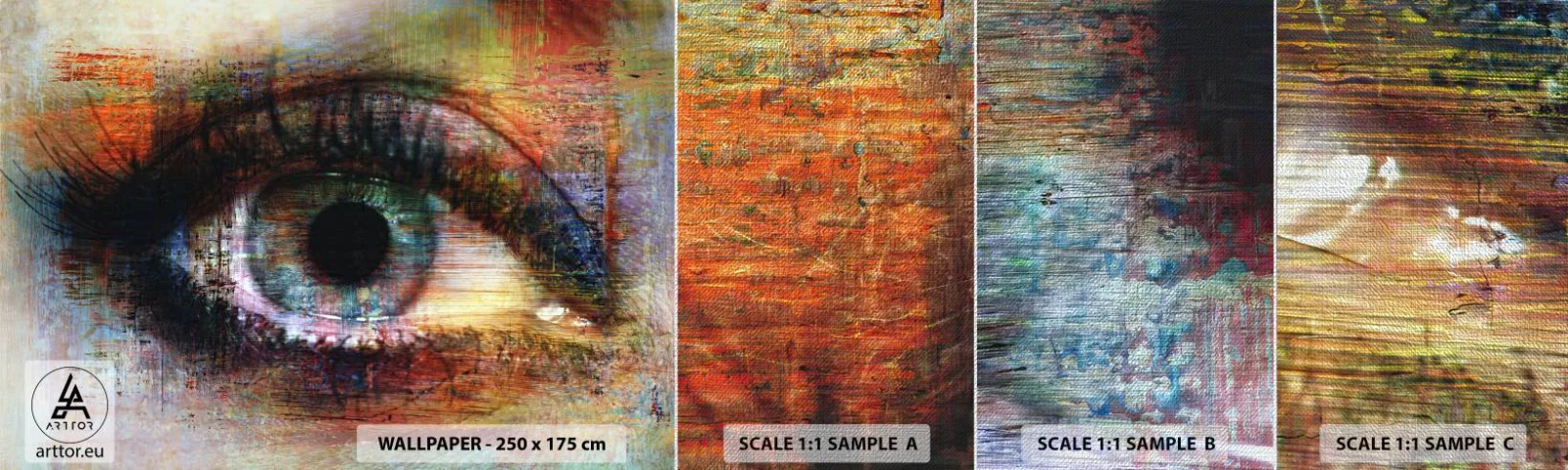 Échantillon de Papier Peint Premium Canvas - Vous pouvez jeter un coup d'œil dans l'âme - Abstraction, Œil, Morceau - 100x30 cm