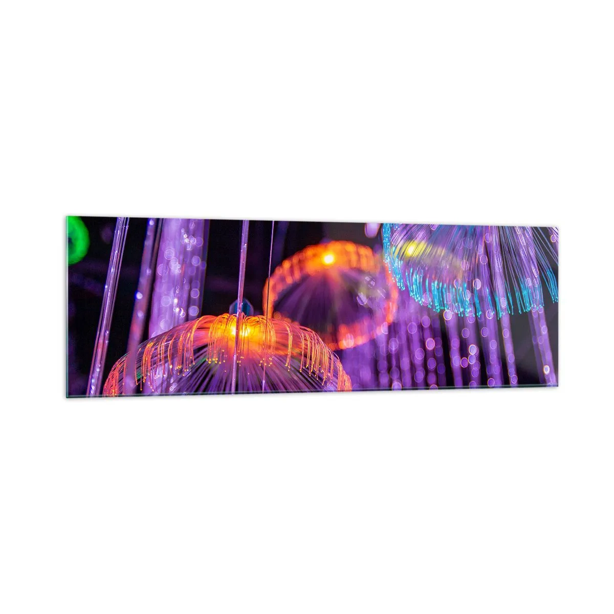 Impression sur verre - Image sur verre - Méduses lumineuses colorées dans un environnement sombre - 160x50cm - Fontaine lumineuse - Décoration murale moderne pour le salon et la chambre ARTTOR