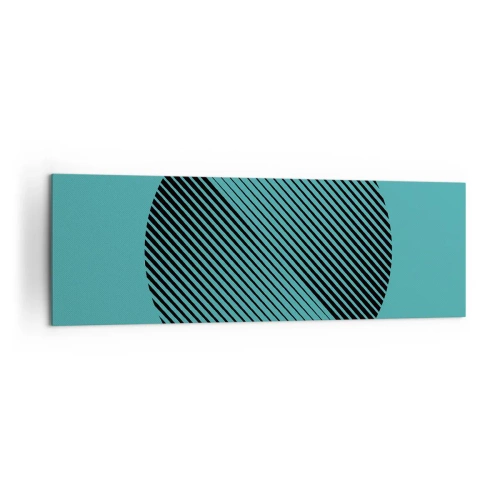 Impression sur toile - Image sur toile - Un cercle minimaliste avec des lignes sur un fond turquoise. - 160x50cm - Cercle – une variation géométrique - Décoration murale moderne pour le salon et la chambre ARTTOR