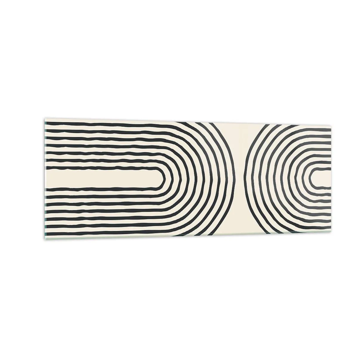 Impression sur verre - Image sur verre - Motif géométrique abstrait avec des lignes symétriques sur un fond clair - 140x50cm - Dans un instant... - Décoration murale moderne pour le salon et la chambre ARTTOR