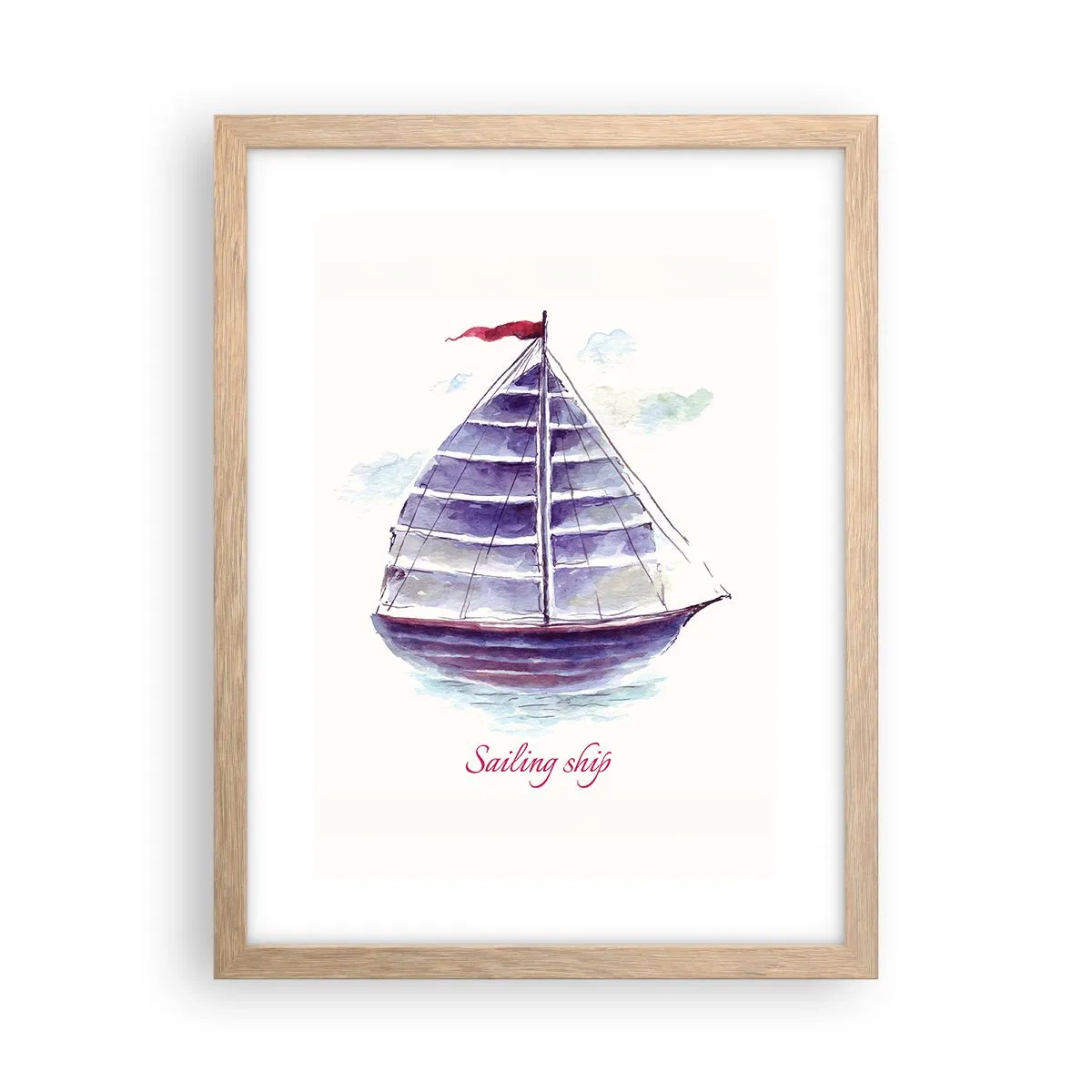 Affiche dans un chêne clair - Poster - Plein de voiles et d’eau calme - 30x40 cm