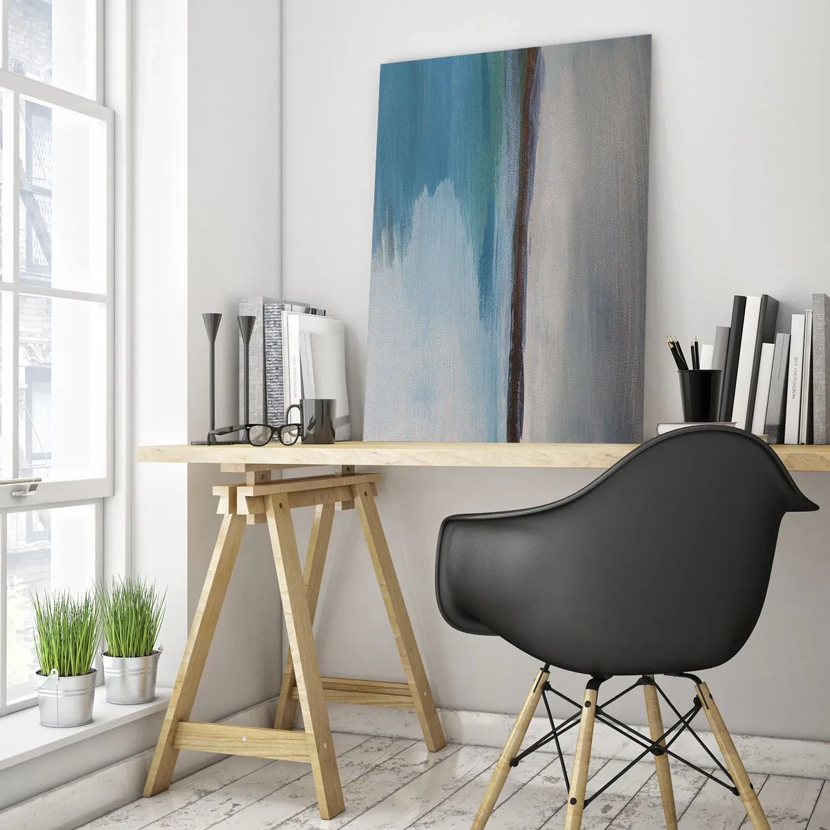 Impression sur verre - Image sur verre - Un paysage tranquille avec de l'eau et des collines lointaines aux tons pastel. - 50x70cm - Paysage horizontal - Décoration murale moderne pour le salon et la chambre ARTTOR