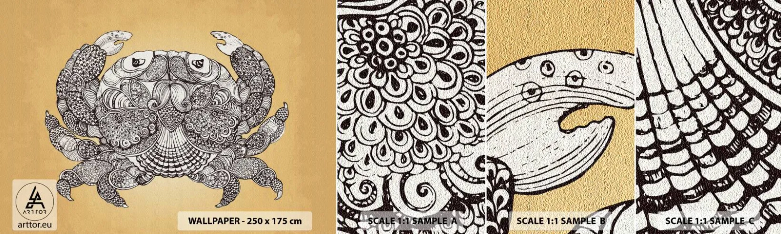 Échantillon De Papier Peint Standard Eco - Les contes de M. Crabe - Crabe, Animaux, Dessin - 100x30 cm