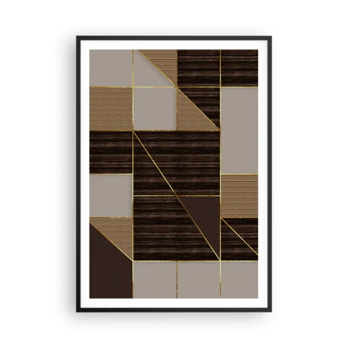 Affiche dans un cadre noir - Poster - Mozaique de bronze et d'or - 70x100 cm