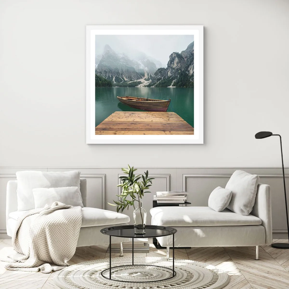 Affiche dans un cadre blanc - Poster - Faire face à la fierté des rochers - 50x50 cm