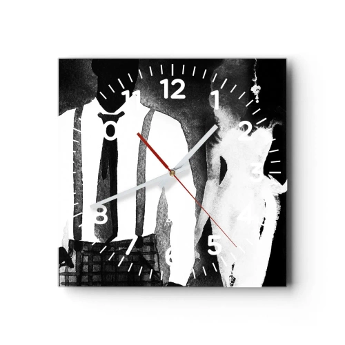 Horloge murale - Pendule murale - Ambiance noire - 30x30 cm