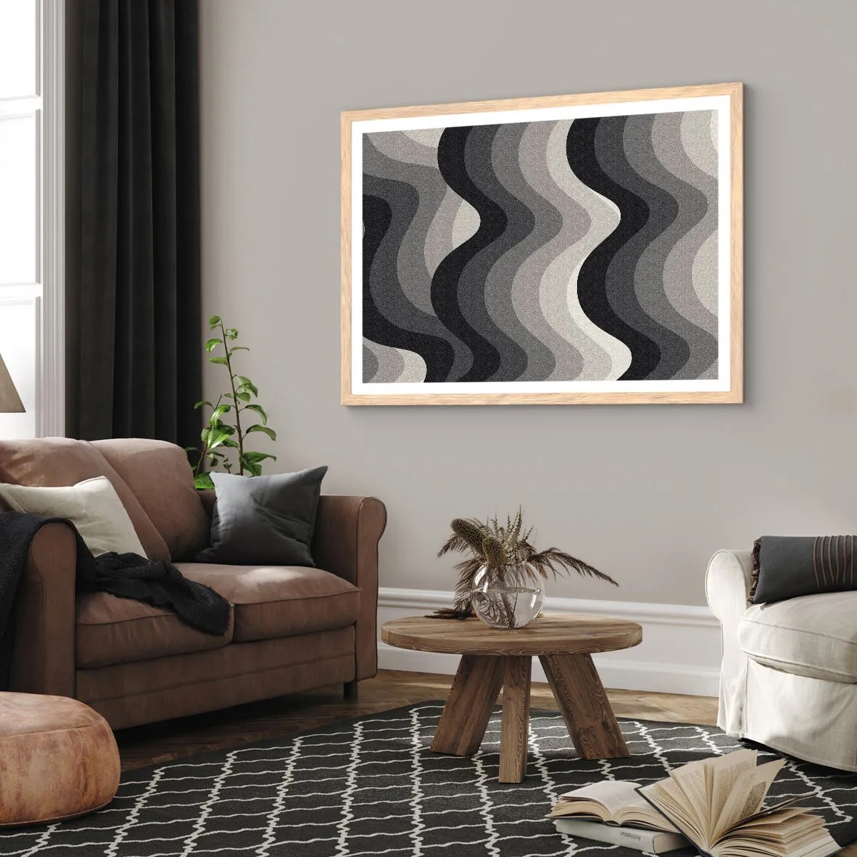 Affiche dans un chêne clair - Poster - Vague après vague - 100x70 cm