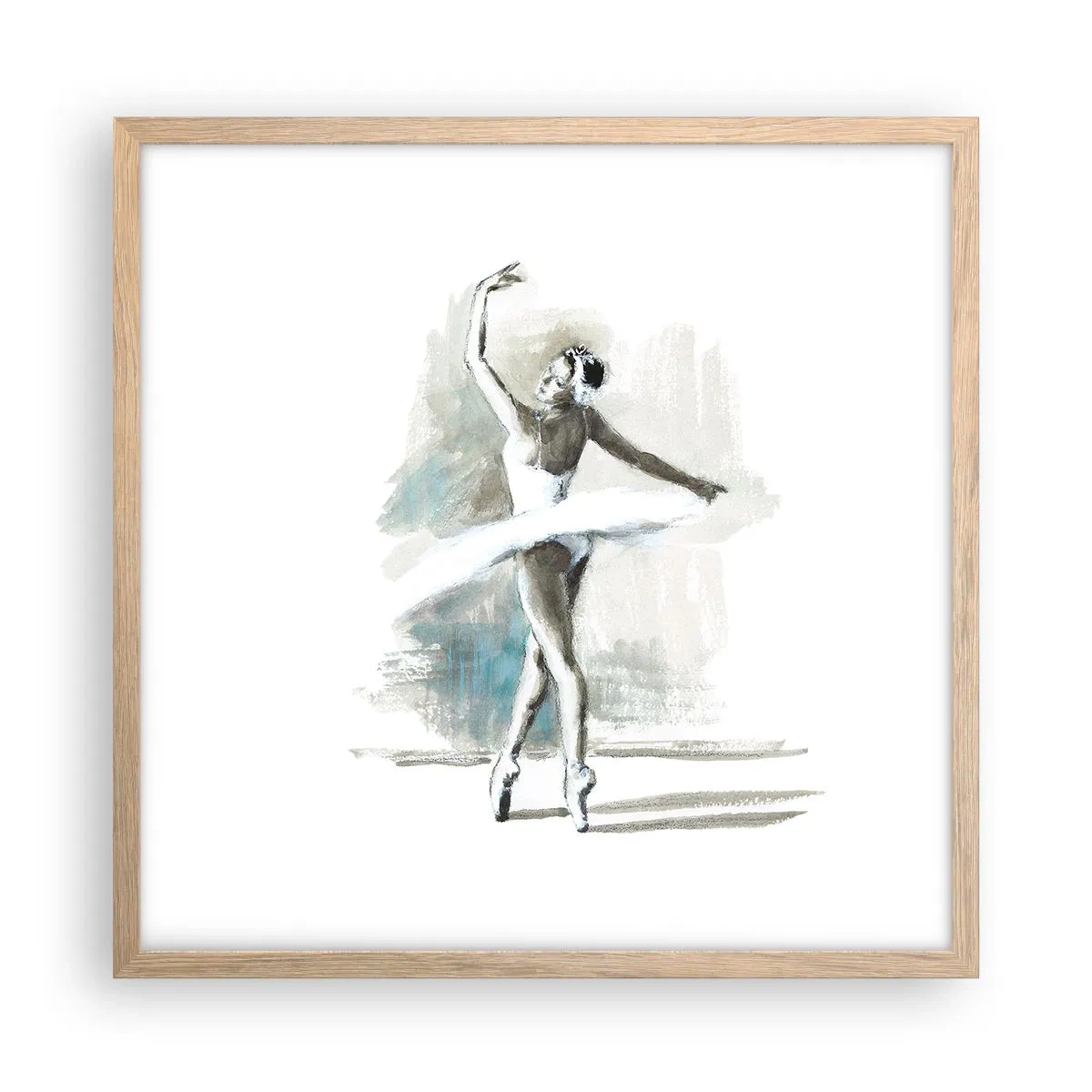 Affiche dans un chêne clair - Poster - Enchantement du cygne - 50x50 cm