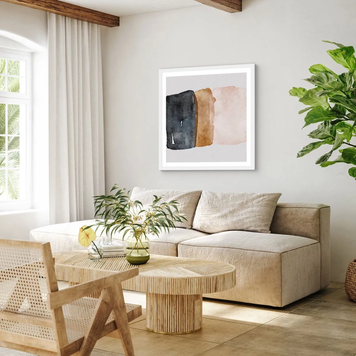 Affiche dans un cadre blanc - Poster - Composition de couleurs de la terre - 50x50 cm