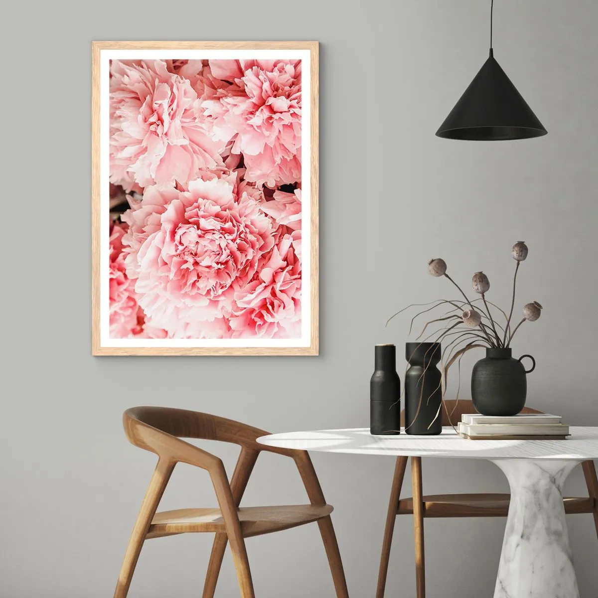 Affiche dans un chêne clair - Poster - Rêve rose - 40x50 cm