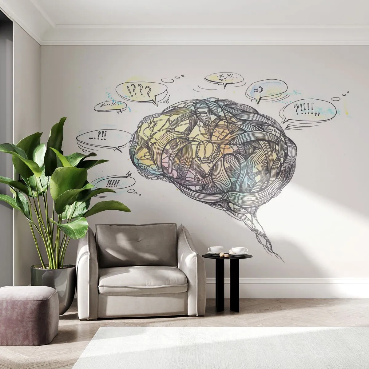 Papier Peint Autocollant Deluxe Sticker - L'homme - un grand mystère - Abstraction, Cerveau, Graphique - 150x105 cm