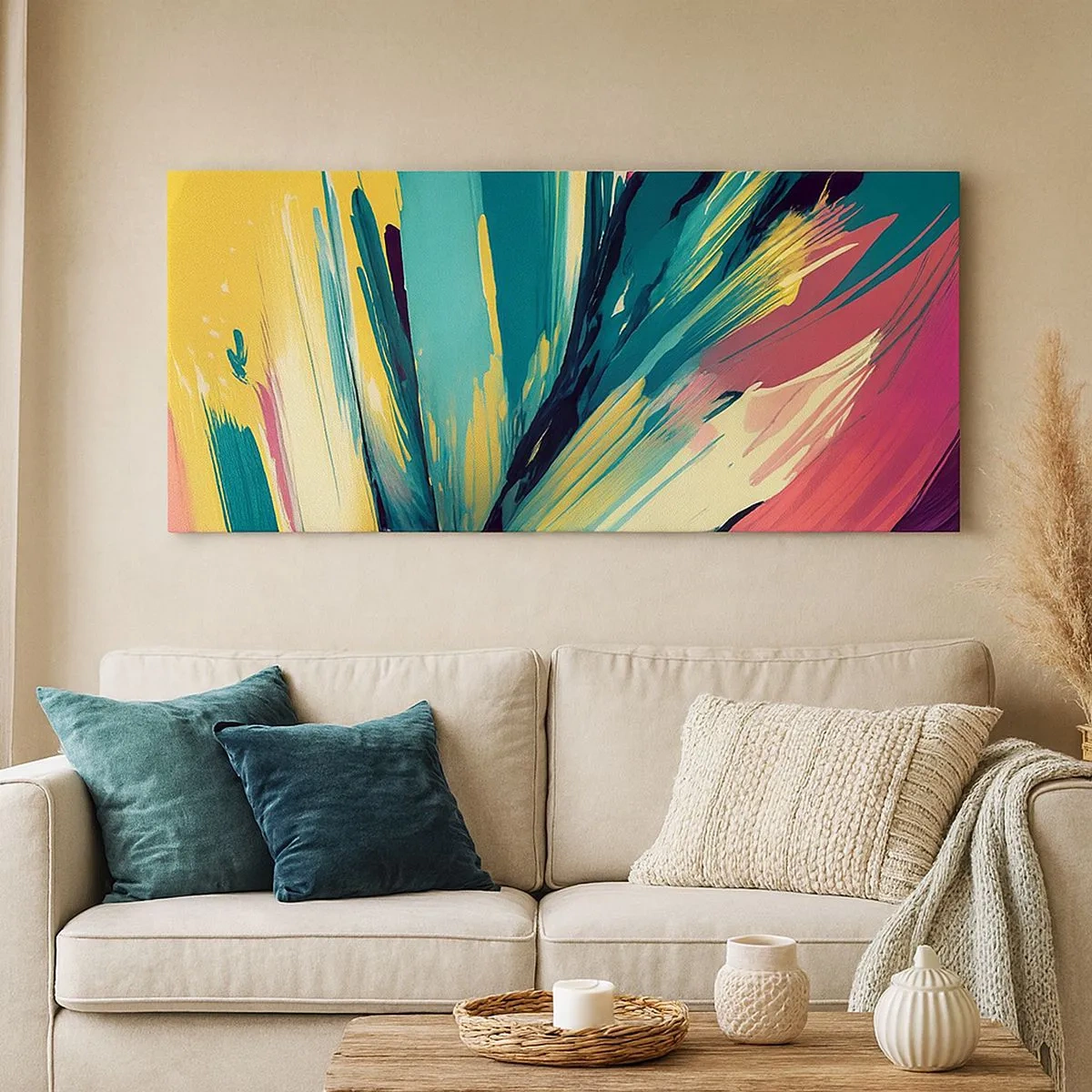Impression sur toile - Image sur toile - Composition – une explosion de joie - 100x40 cm