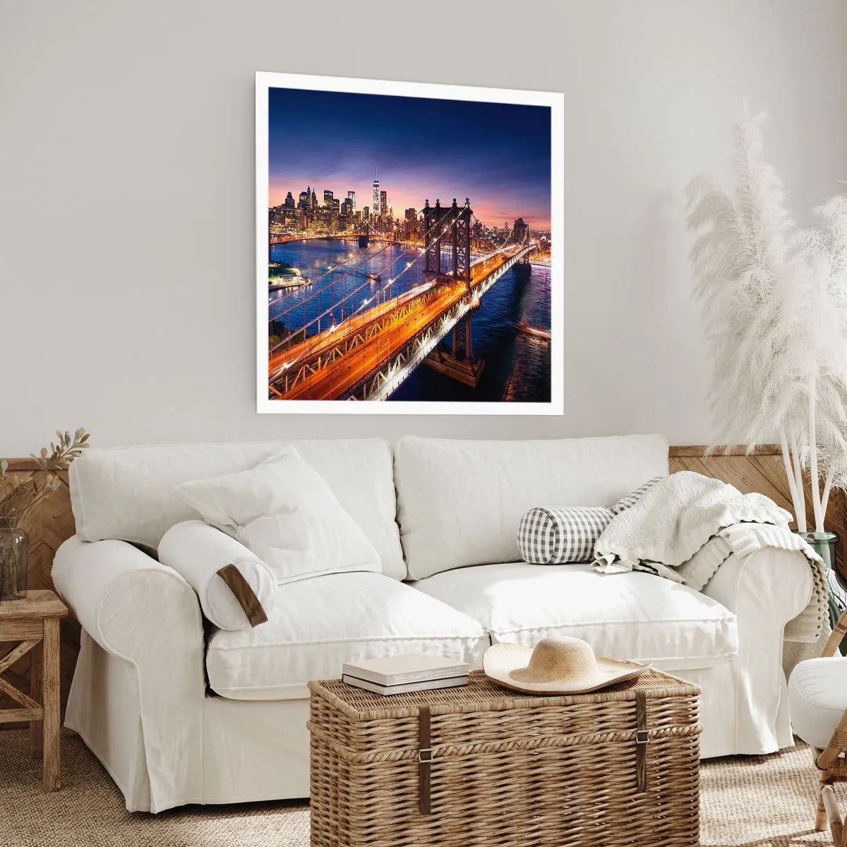 Affiche - Poster - Un pont lumineux au cœur de la ville - 40x40 cm