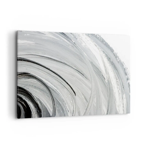 Impression sur toile - Image sur toile - Un tourbillon monochrome dans des tons de gris et de noir - 100x70cm - Composition orbitale - Décoration murale moderne pour le salon et la chambre ARTTOR