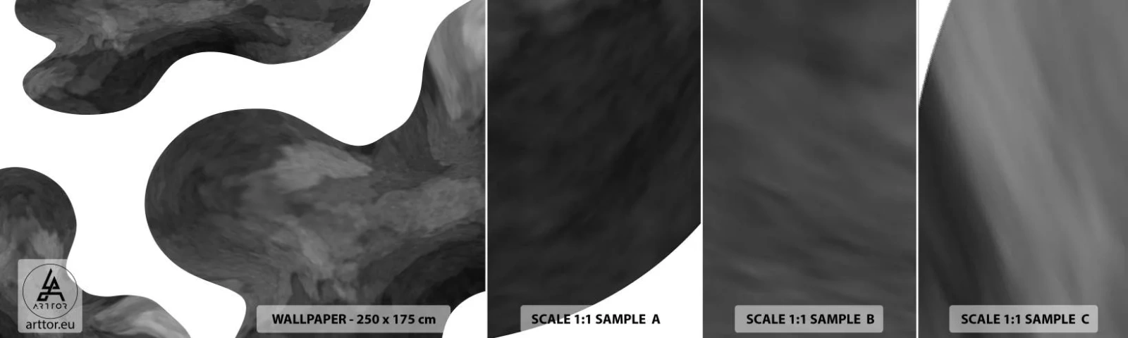 Échantillon de Papier Peint Autocollant Deluxe Sticker - La route du lait - Abstraction, Morceau, Noir et blanc - 100x30 cm