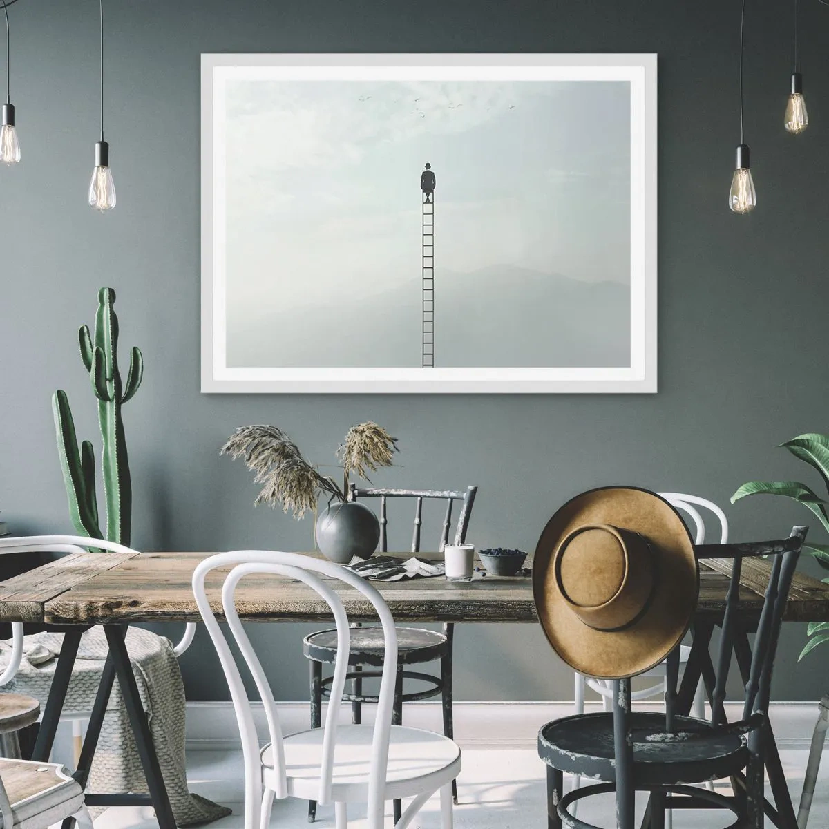 Affiche dans un cadre blanc - Poster - Se soulever au-dessus - 70x50 cm