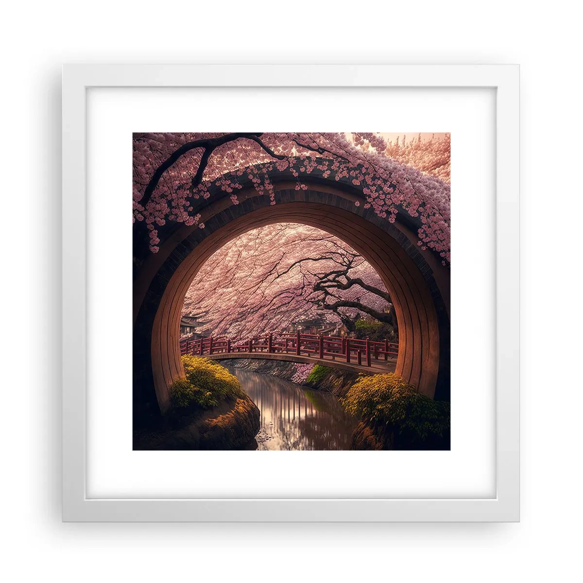 Affiche dans un cadre blanc - Poster - Printemps japonais - 30x30 cm