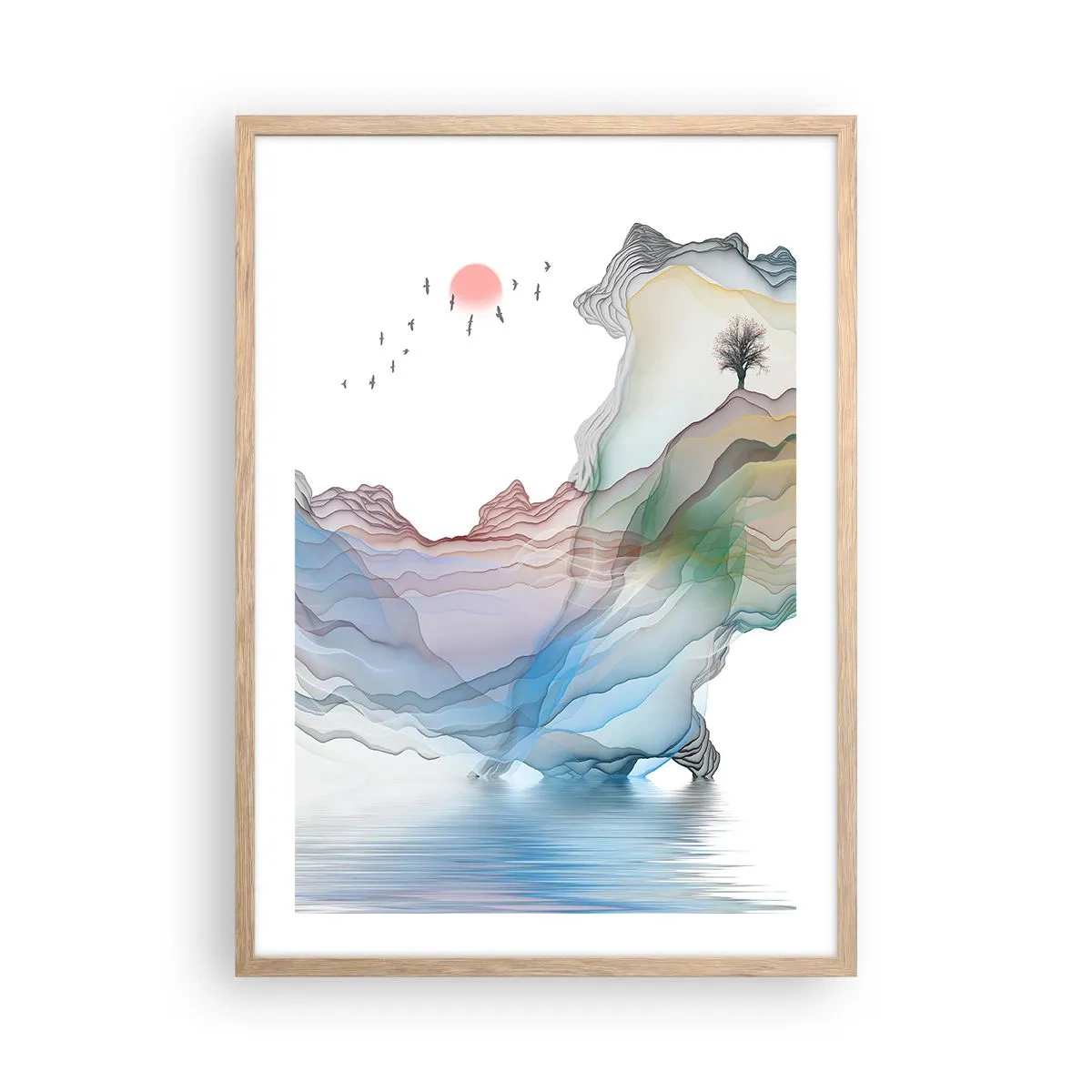 Affiche dans un chêne clair - Poster - Vers les montagnes de cristal - 50x70 cm