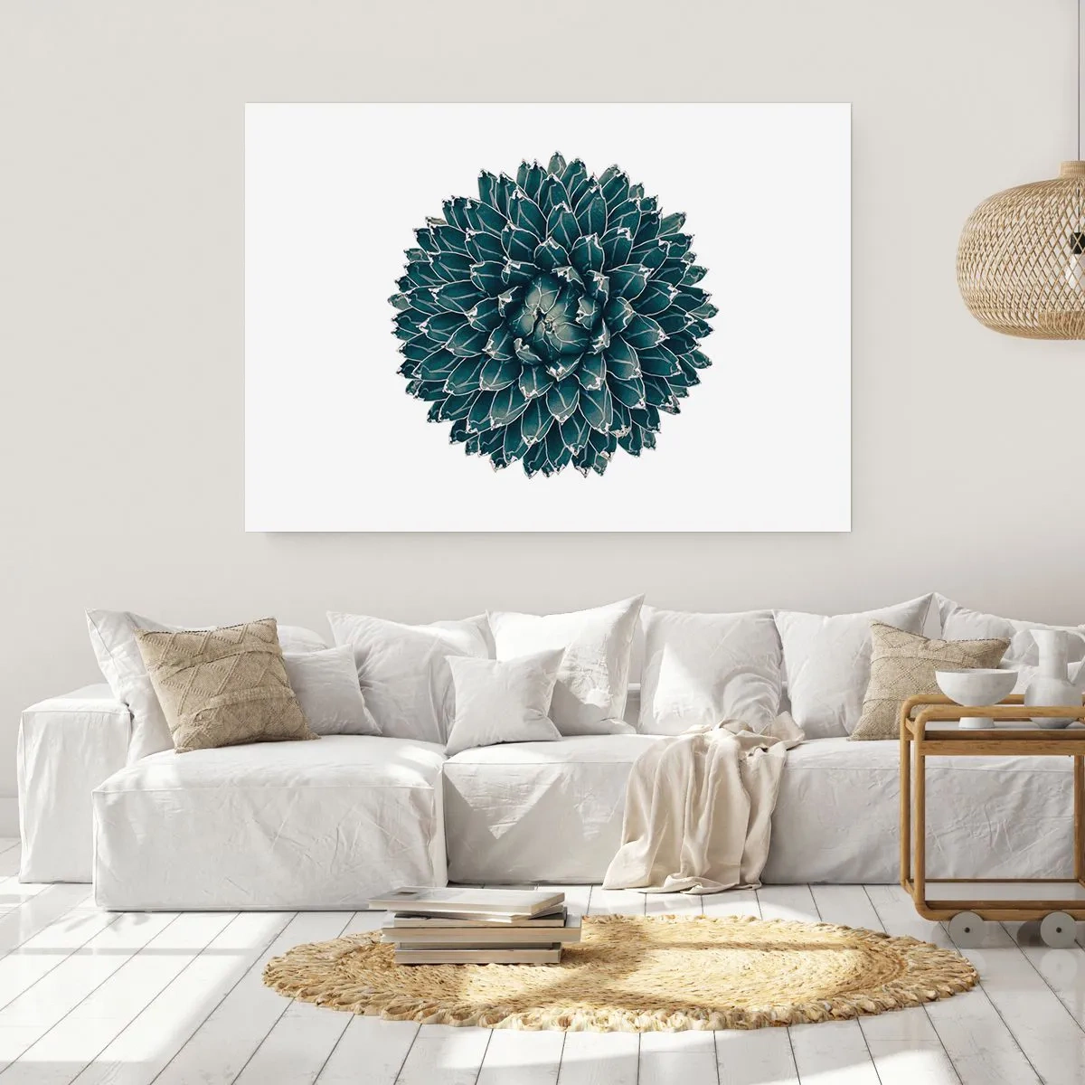 Affiche - Poster - Plante succulente symétrique sur fond blanc - 100x70cm - Étoile du désert - Décoration murale moderne pour le salon et la chambre ARTTOR