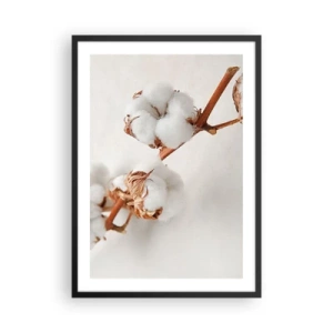 Affiche dans un cadre noir - Poster - Brindilles de coton délicates sur fond clair - 50x70cm - Seulement caliner - Décoration murale moderne pour le salon et la chambre ARTTOR