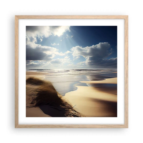 Affiche dans un chêne clair - Poster - Plage, plage sauvage - 50x50 cm