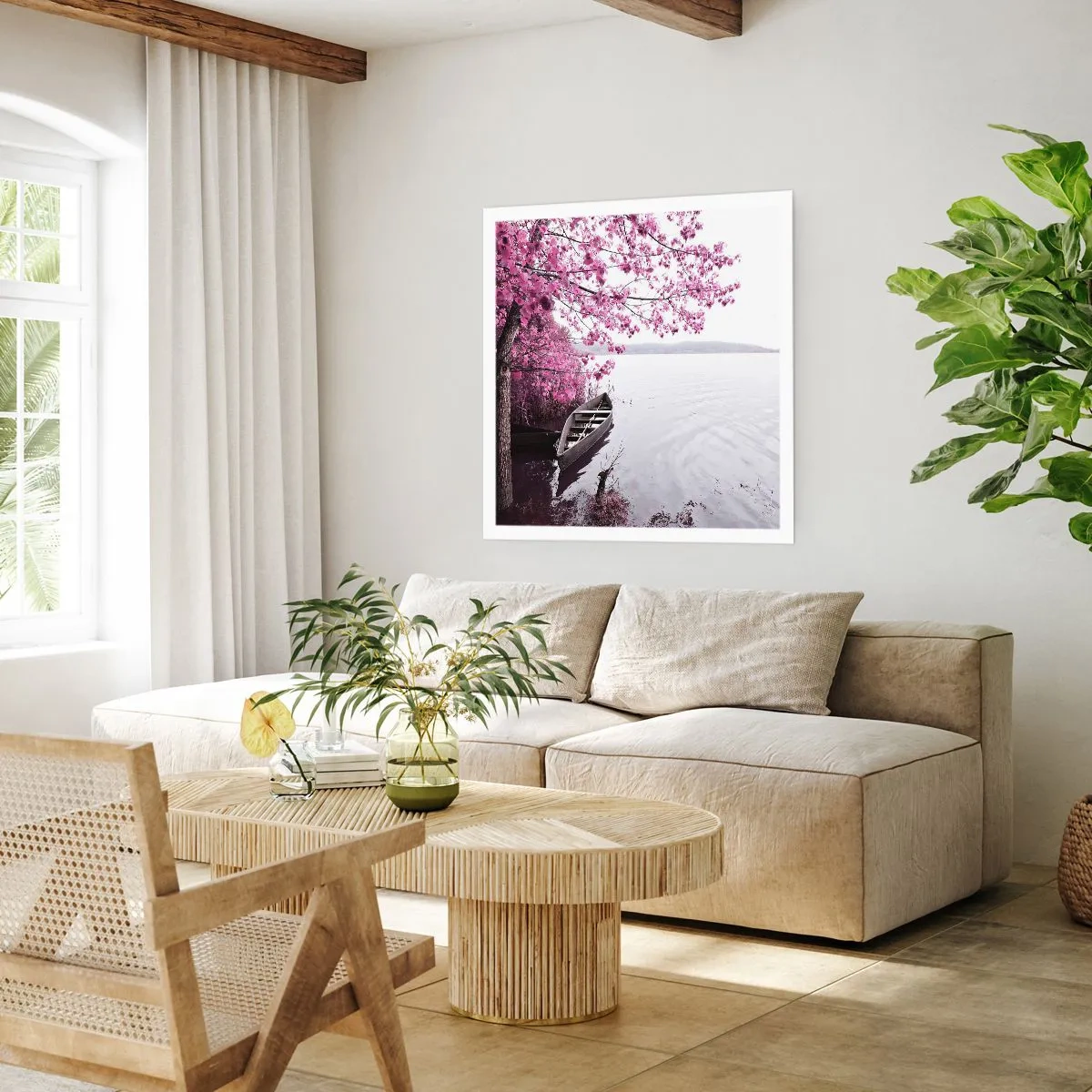 Affiche - Poster - Dans un silence rose - 60x60 cm