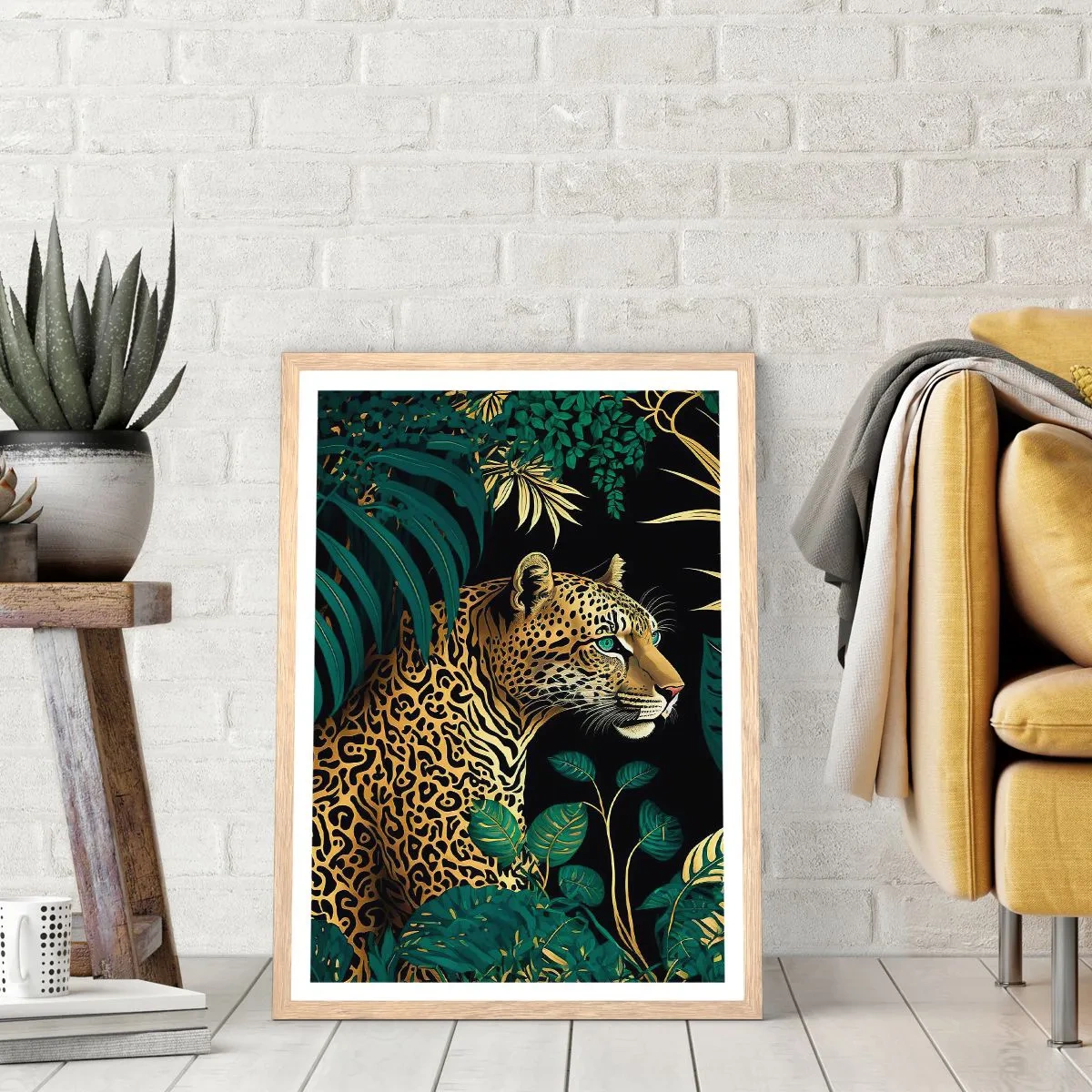 Affiche dans un chêne clair - Poster - Un hôte dans la jungle - 61x91 cm