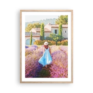 Affiche dans un chêne clair - Poster - Fille de la lavande - 50x70 cm