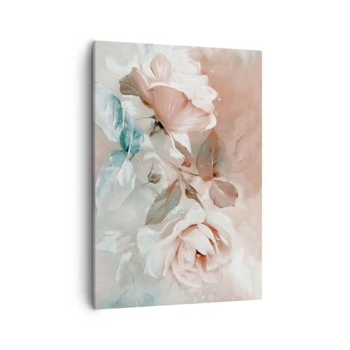 Impression sur toile - Image sur toile - Roses délicates aux tons pastel sur fond clair - 50x70cm - L'esprit du romantisme - Décoration murale moderne pour le salon et la chambre ARTTOR