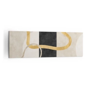 Impression sur toile - Image sur toile - Un design minimaliste avec des formes bouclées en or et noir. - 160x50cm - Formes emmellées - Décoration murale moderne pour le salon et la chambre ARTTOR