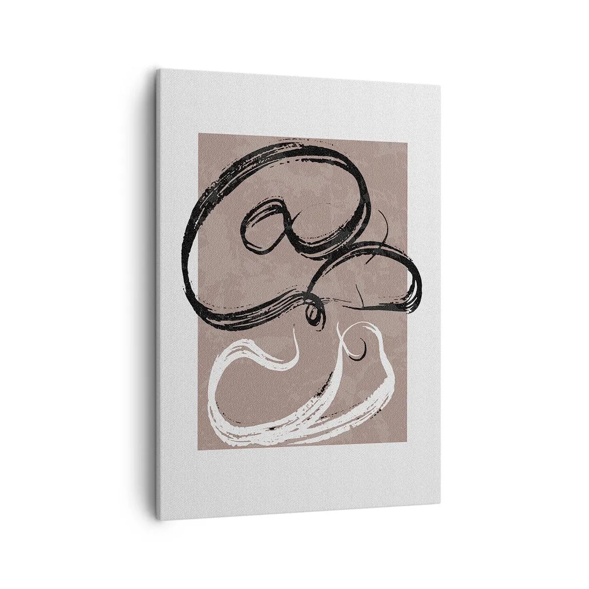 Impression sur toile - Image sur toile - Abstraction en noir et blanc sur fond beige - 50x70cm - Composition – la recherche de la plénitude - Décoration murale moderne pour le salon et la chambre ARTTOR