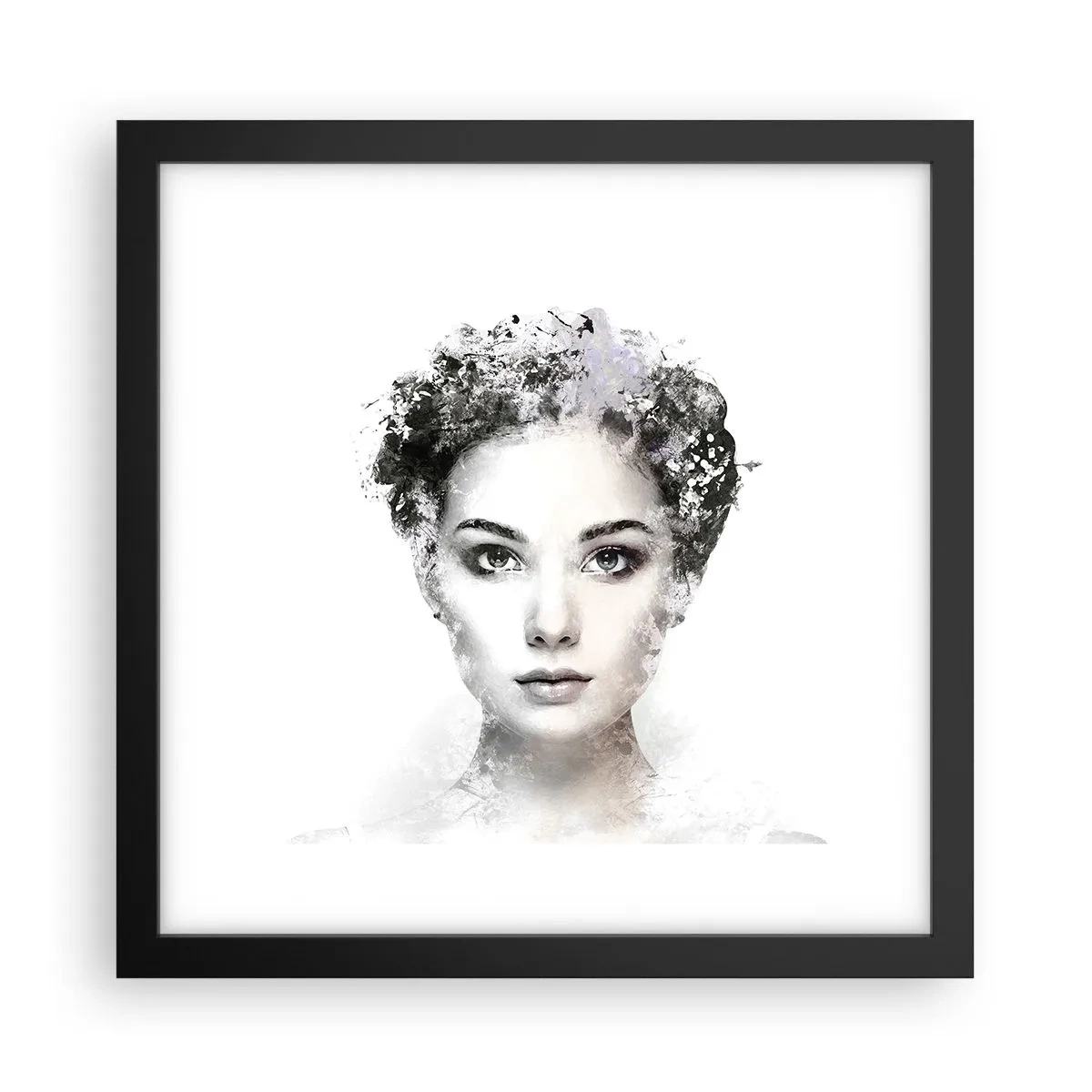 Affiche dans un cadre noir - Poster - Un portrait extrêmement stylé - 30x30 cm