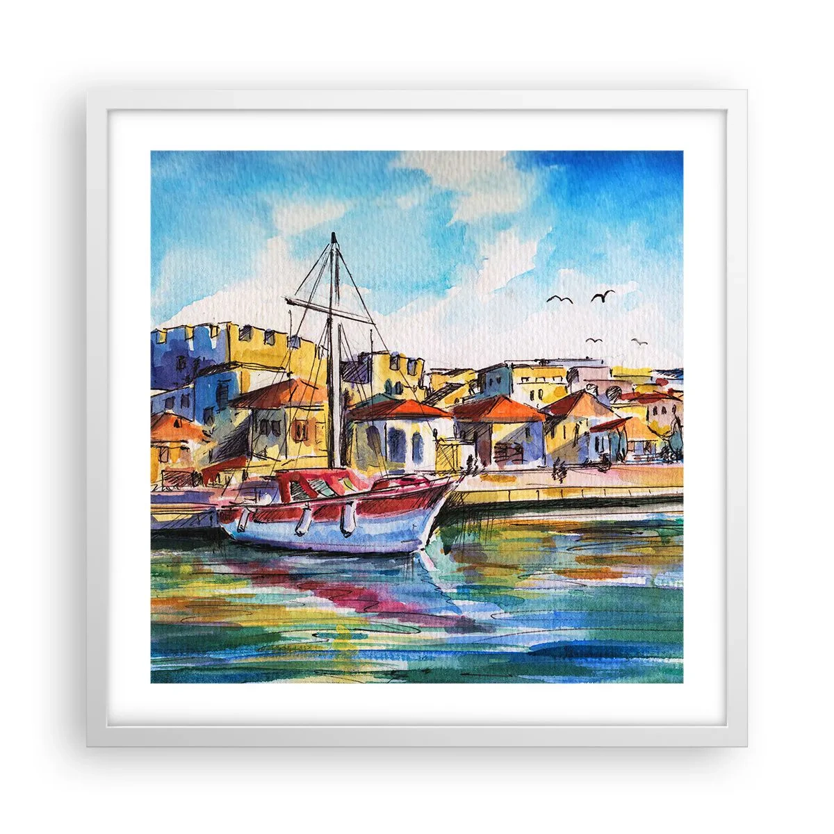 Affiche dans un cadre blanc - Poster - Après-midi arc-en-ciel - 50x50 cm