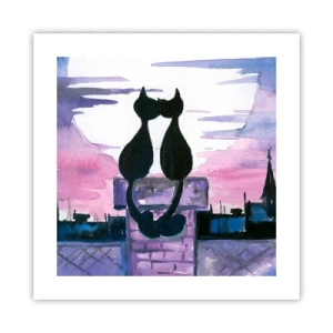 Affiche - Poster - Rendez-vous sous la lune - 40x40 cm