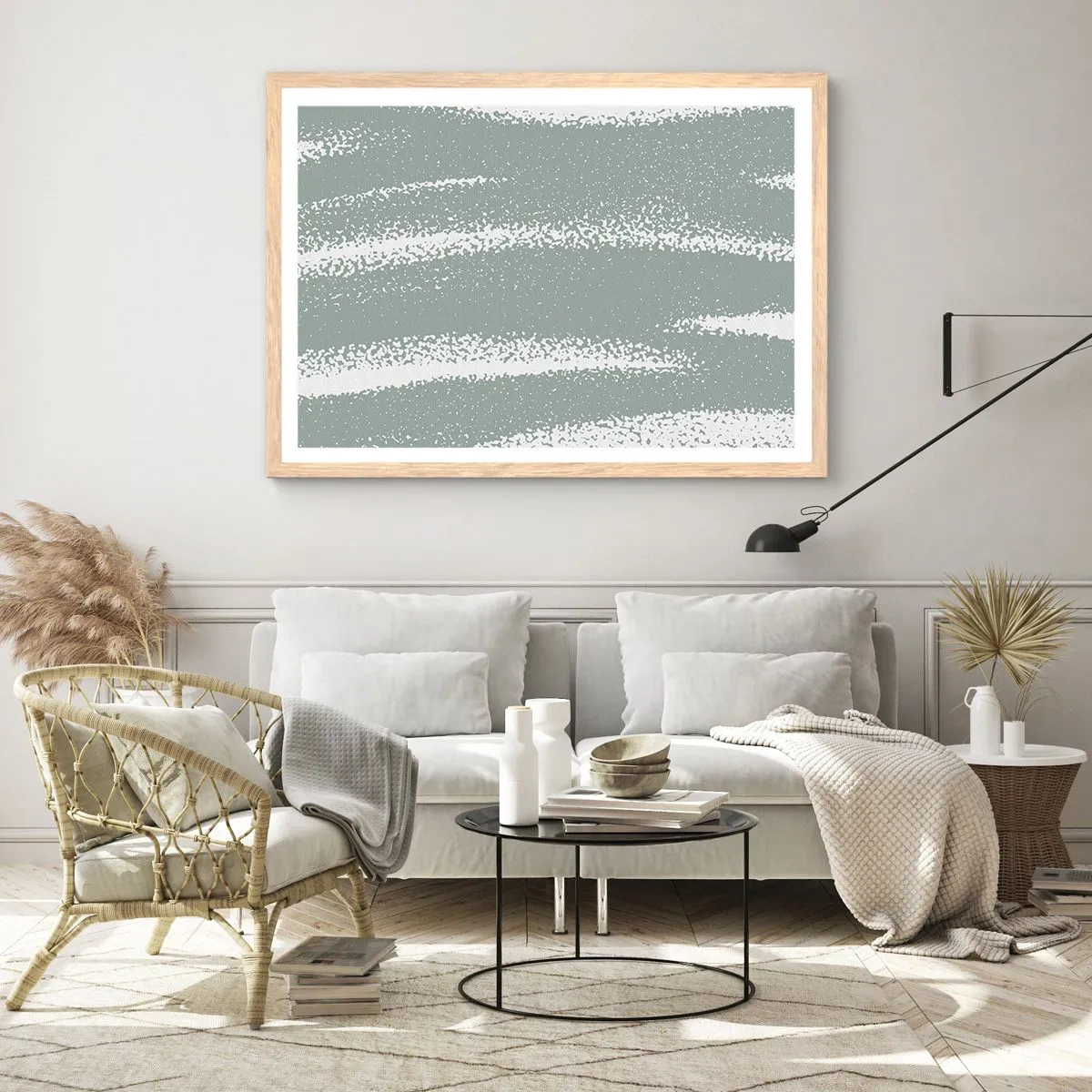 Affiche dans un chêne clair - Poster - Abstraction dans un climat hivernal - 100x70 cm