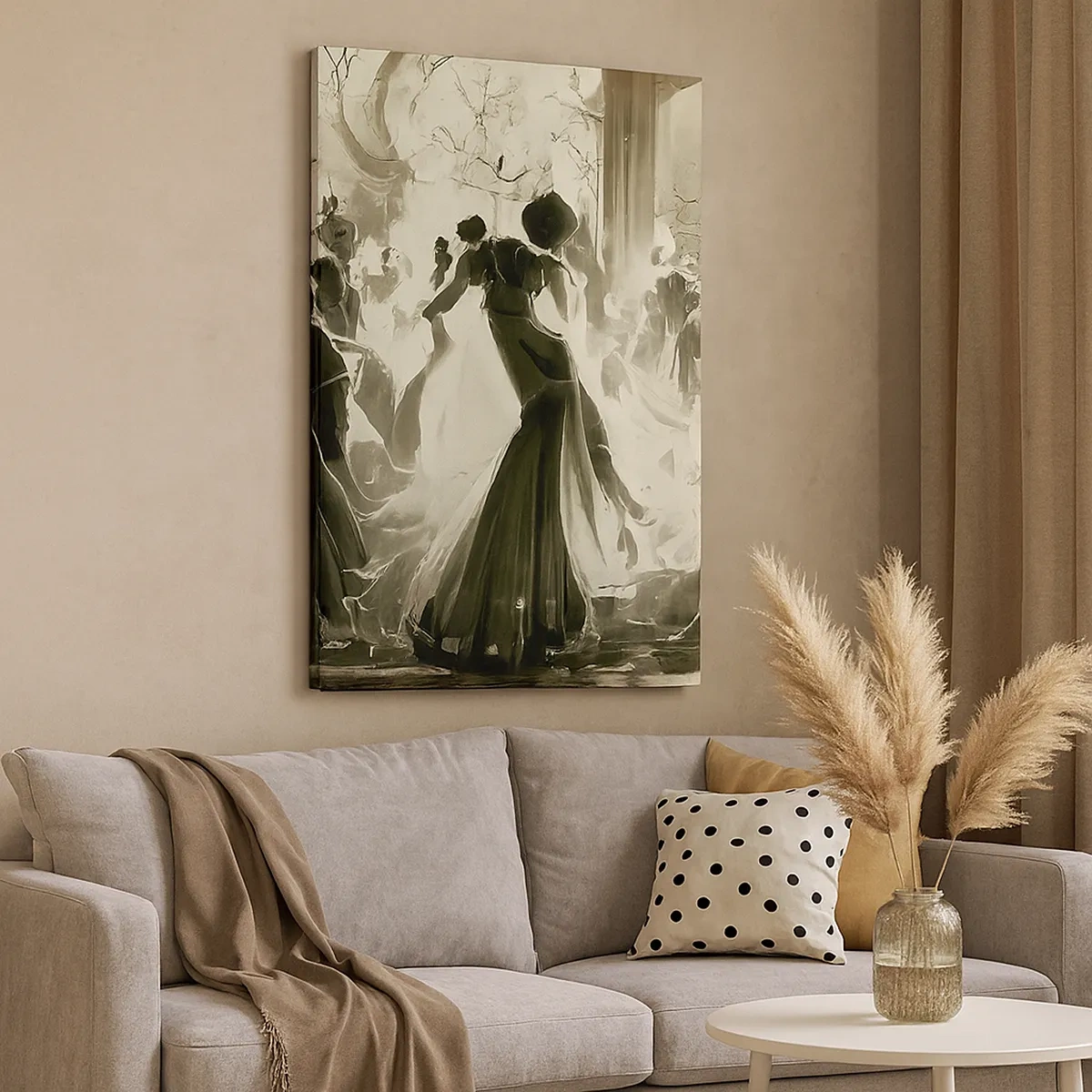 Impression sur toile - Image sur toile - Boule de style rétro en noir et blanc - 50x70cm - La grande mascarade - Décoration murale moderne pour le salon et la chambre ARTTOR