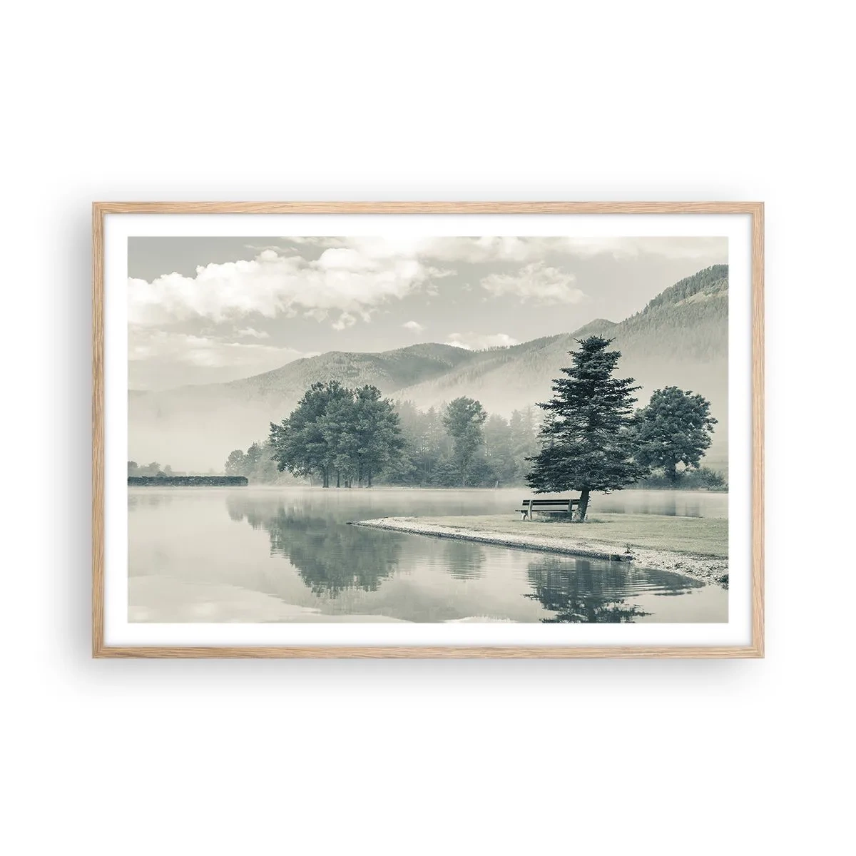 Affiche dans un chêne clair - Poster - Le lac dort encore - 91x61 cm