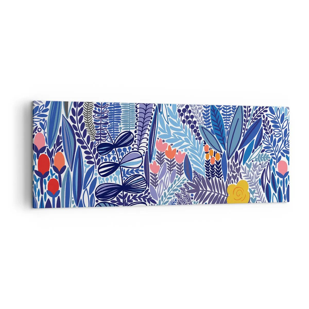 Impression sur toile - Image sur toile - Un motif végétal coloré dans un style graphique moderne - 140x50cm - Jardin hawaïen - Décoration murale moderne pour le salon et la chambre ARTTOR