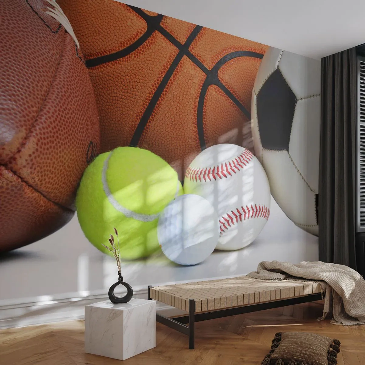 Papier Peint Autocollant Deluxe Sticker - Le football nous connecte ! - sport, Football, Ballon de basket - 250x175 cm