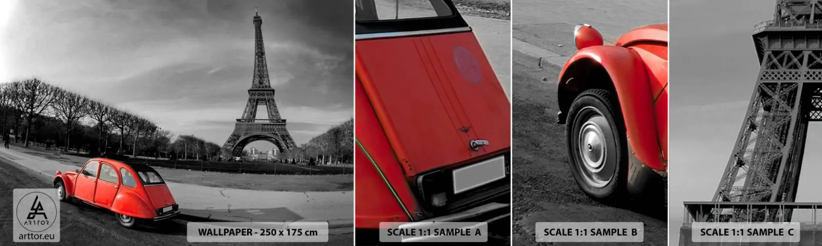 Échantillon de Papier Peint Autocollant Deluxe Sticker - Plus parisien que Paris lui-même - Ville, tour Eiffel, Paris - 100x30 cm