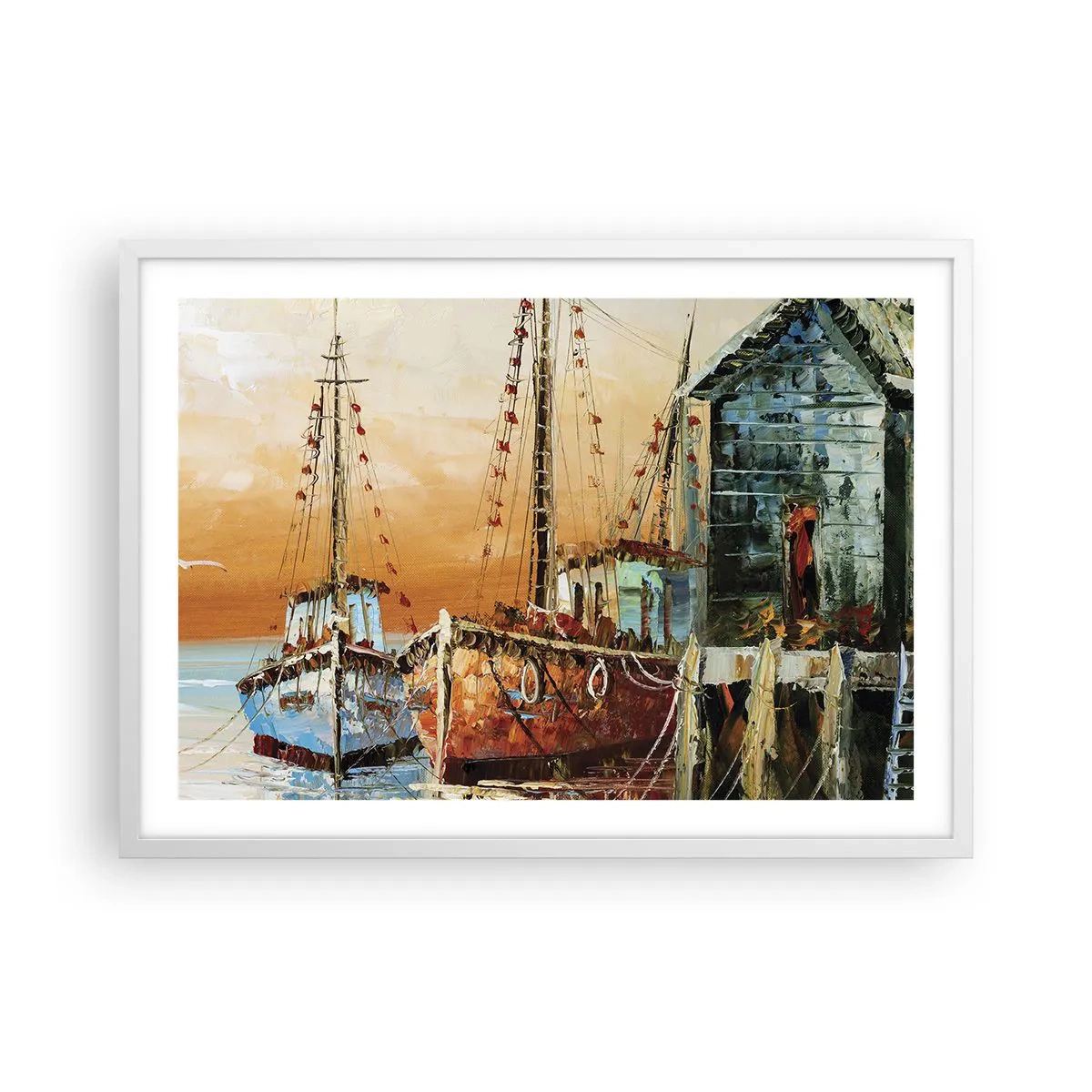 Affiche dans un cadre blanc - Poster - Retour tranquille - 70x50 cm