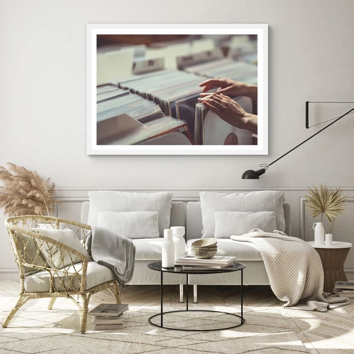 Affiche dans un cadre blanc - Poster - A la recherche d'émotions - 100x70 cm